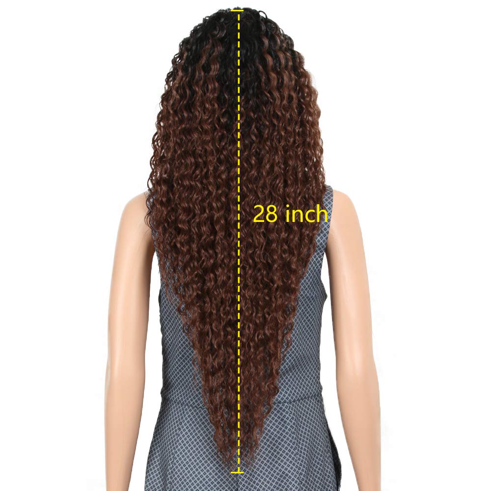 Joedir | Long Small Curly Wavy 1.5"x4.5" Lace Front Synthetic Wig | 28 inch Length | TT1B/33