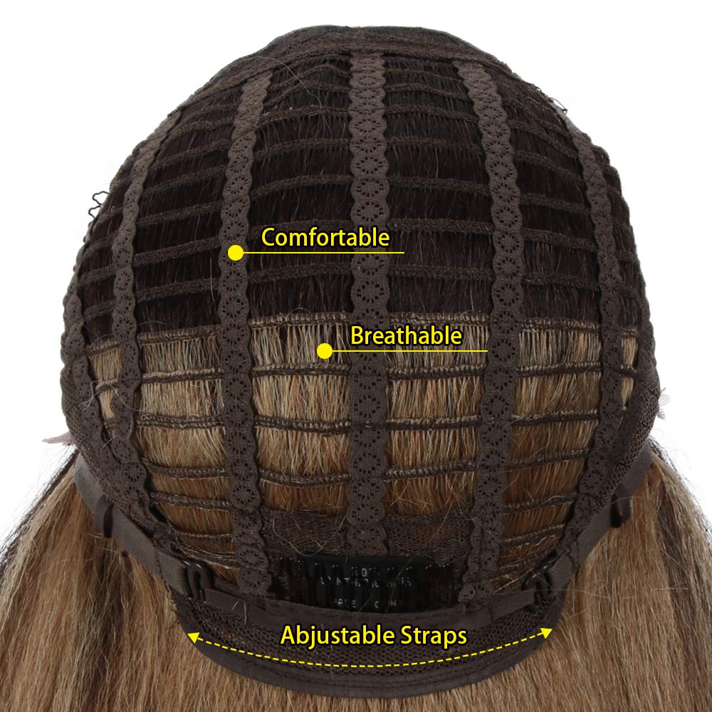 Joedir | Straight Yaki 13x4''Free Part Lace Front Synthetic Wigs with Baby Hair | 24 inch Length | Ombre Blonde