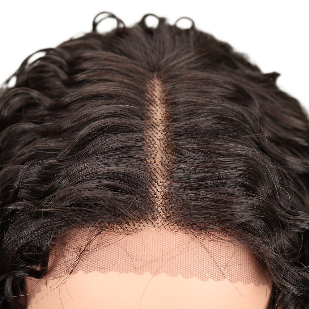 Joedir | Long Small Curly Wavy 1.5"x4.5" Lace Front Synthetic Wig | 28 inch Length | Ombre Blonde