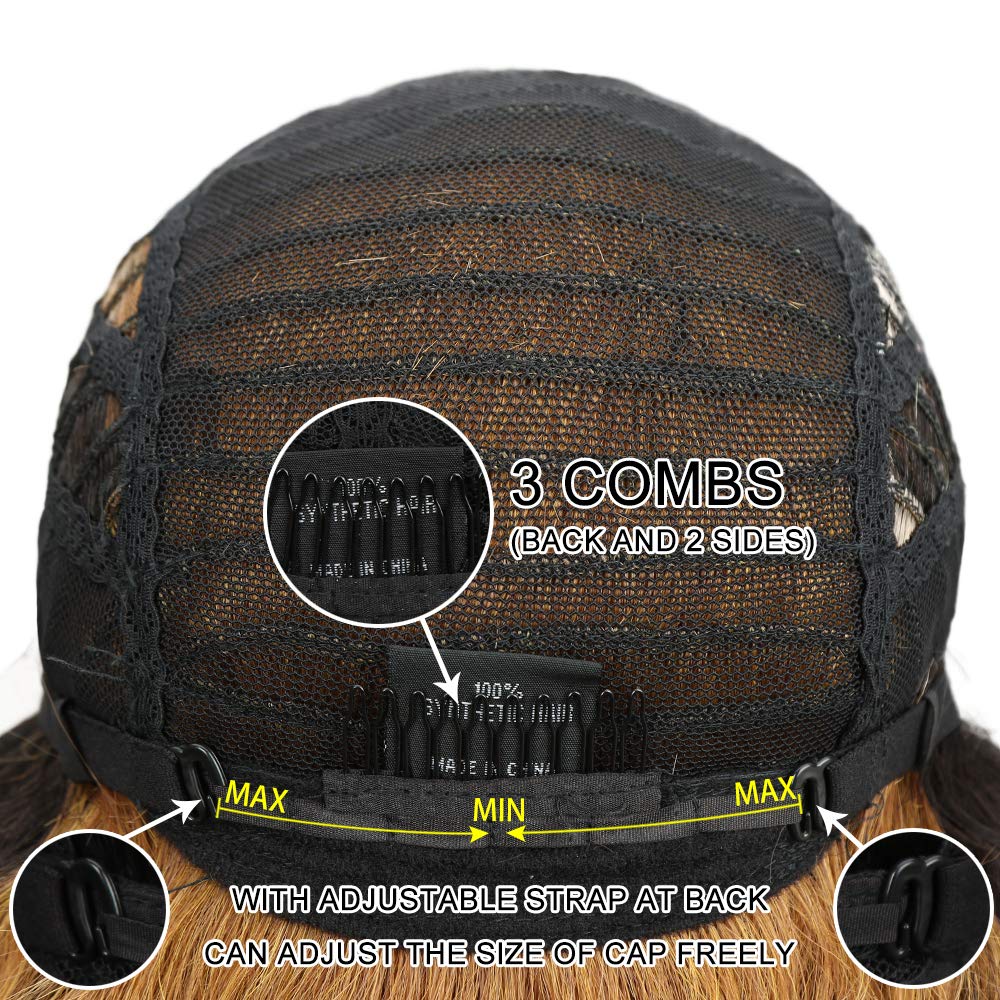 Joedir | 4.5 inch Lace Front Long Wavy Synthetic Wig | 30 inch Length | Ombre Honey Brown