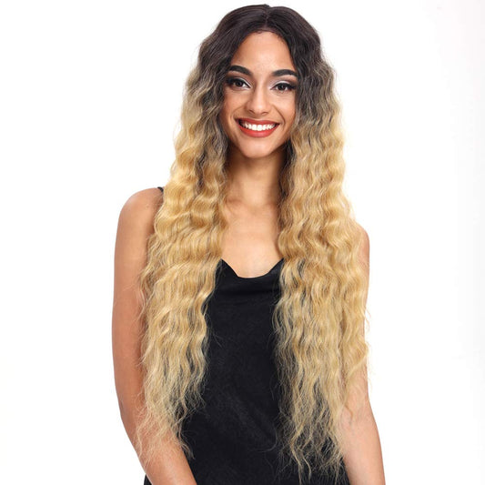 Joedir | Long Wave Lace Front Synthetic Wig | 30 inch Length | Ombre Blonde